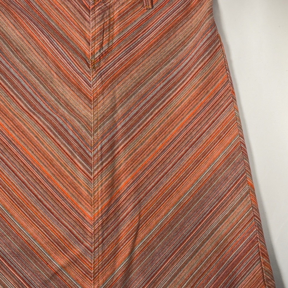 Lucky Brand Skirt Womens 10 Orange Striped A-Line Cotton Chevron Boho Retro 90s - Picture 2 of 8